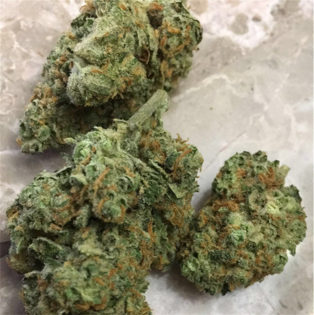 Area 51 marijuana strain flower with chemical and tree fruit flavor and giggly / uplifted effects - Rare Harvest hybrid