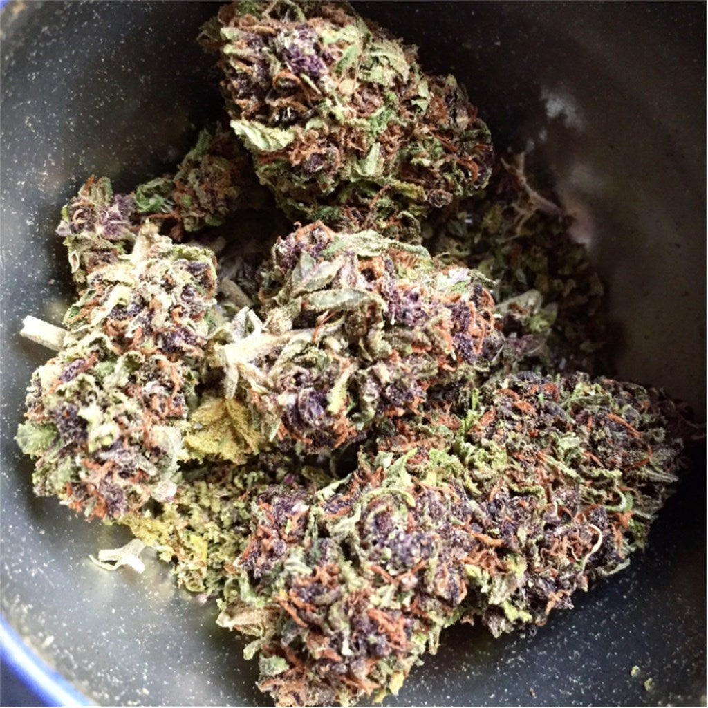 Cotton Purple Chem marijuana strain flower with berry and sweet flavor and uplifted / euphoric effects - Rare Harvest hybrid