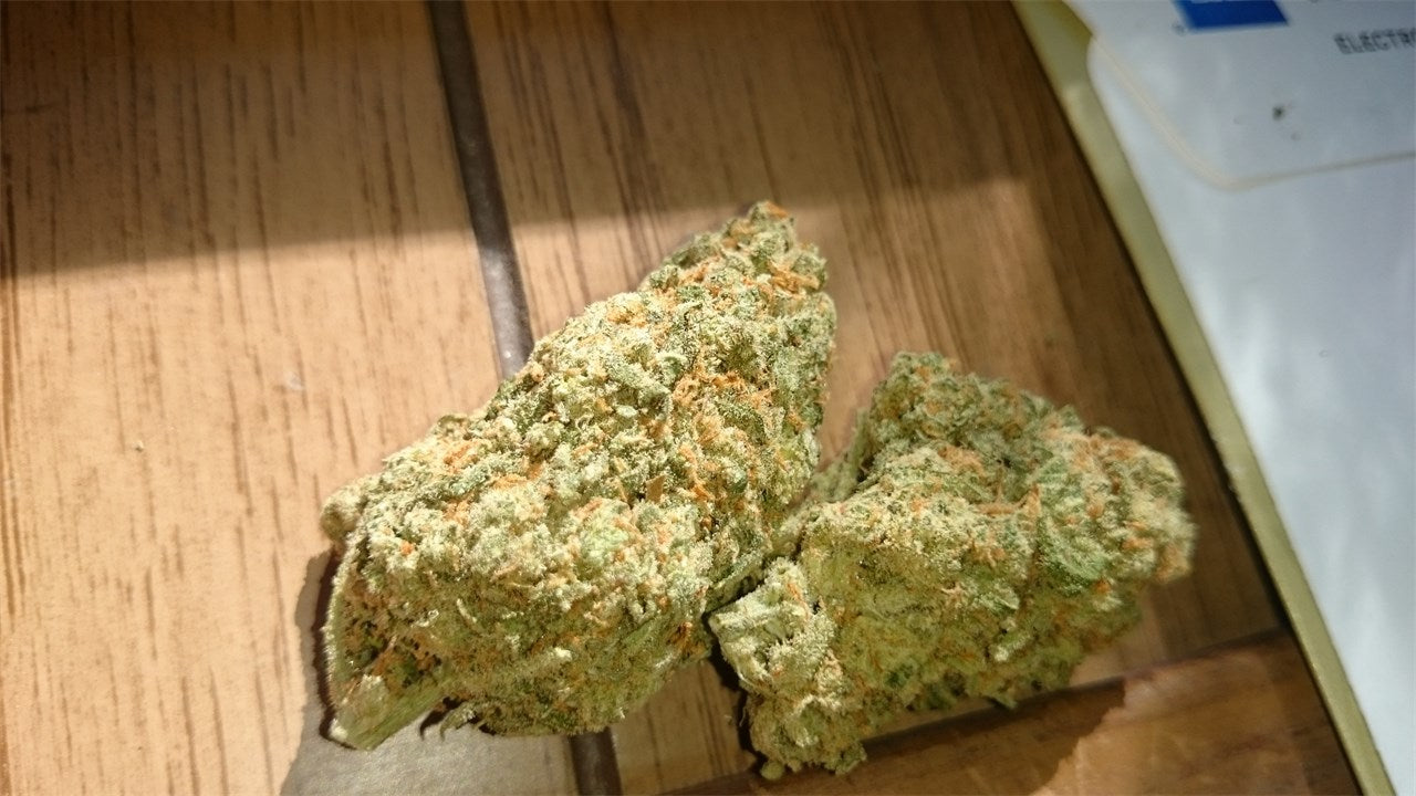 Green Kush marijuana strain flower with citrus and flowery flavor and euphoric / sleepy effects - Rare Harvest indica