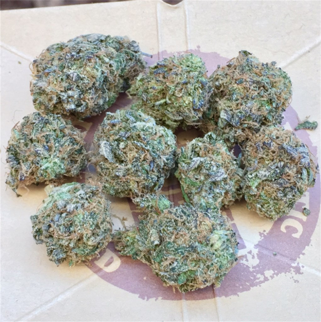 Lime Purple Mist marijuana strain flower with blueberry and berry flavor and happy / uplifted effects - Rare Harvest indica