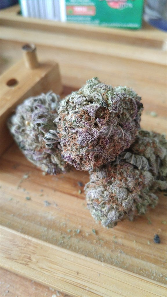 Purple Cotton Candy marijuana strain flower with lavender and berry flavor and relaxed / happy effects - Rare Harvest indica