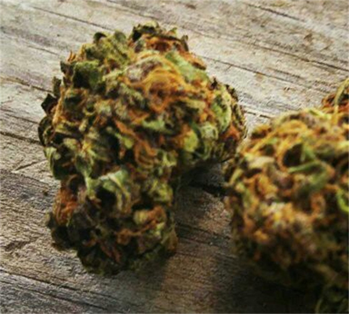 Purple Hindu Kush marijuana strain flower with earthy and woody flavor and sleepy / relaxed effects - Rare Harvest indica