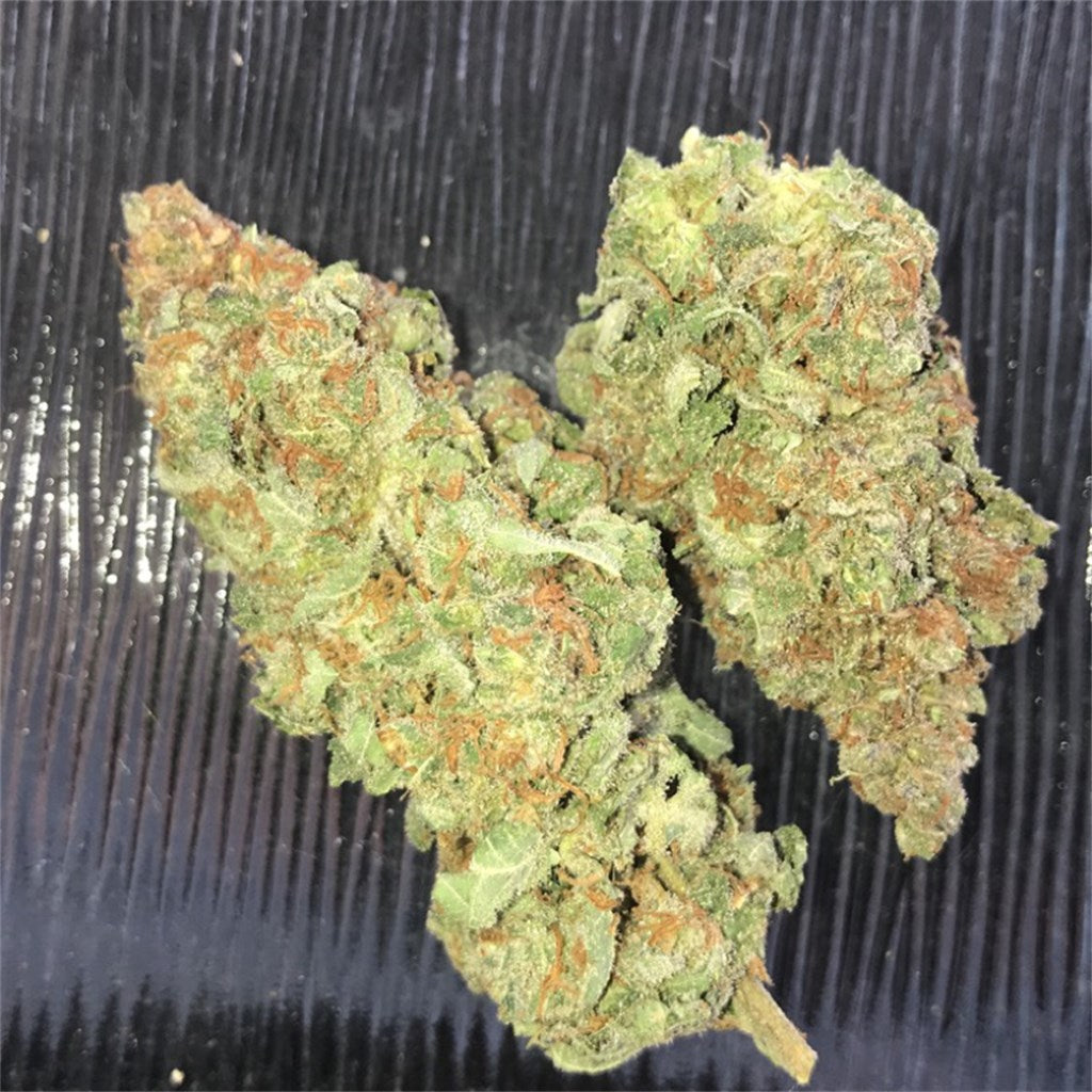 White Fire OG marijuana strain flower with earthy and pungent flavor and focused / uplifted effects - Rare Harvest hybrid