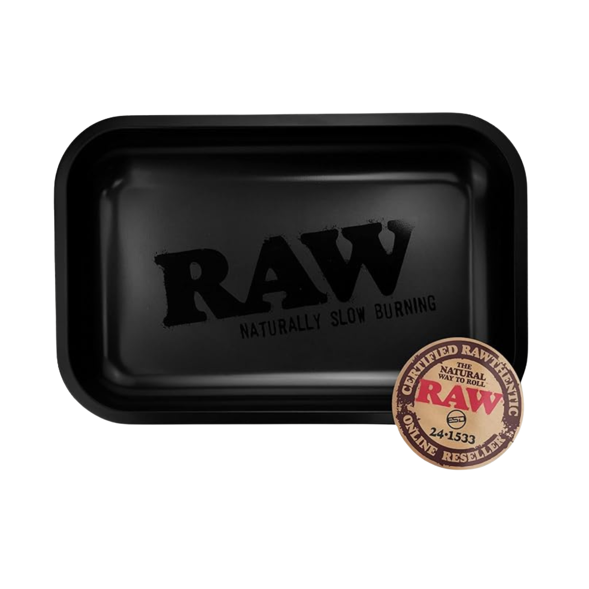 RAW matte black rolling tray for weed by Rare Harvest